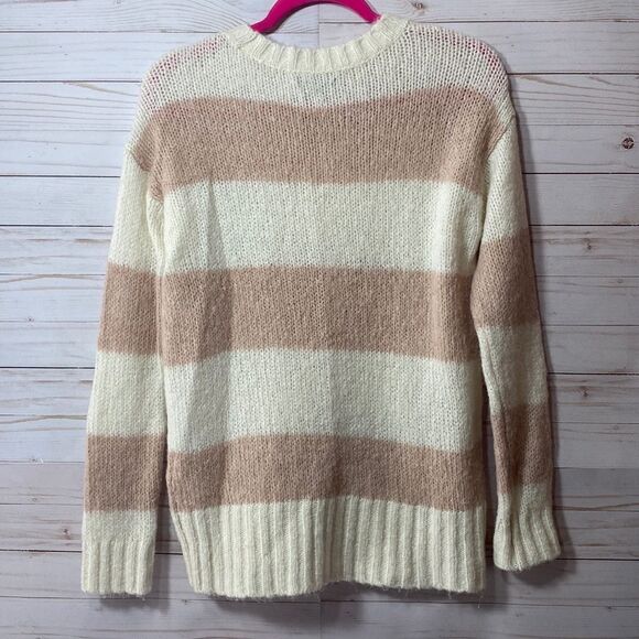 American Eagle Outfitters Jegging Fit Blush Pink Striped Wool Blend Sweater - Picture 16 of 16